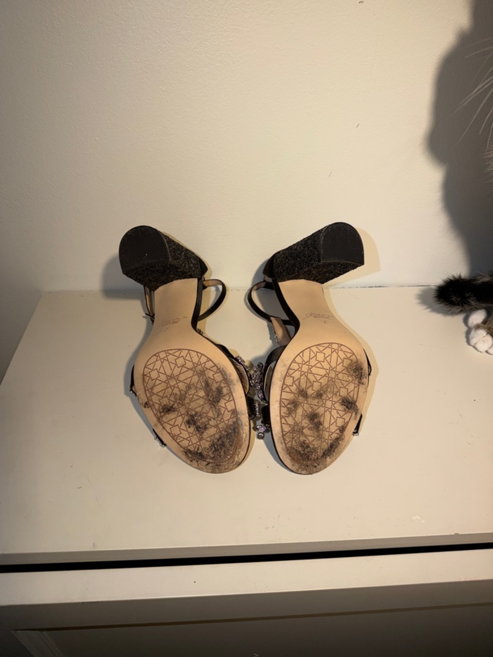 Jewel Badgley Mischka Black Crystal-Embellished Block Heel Sandals.Sz 7 Chic - Picture 10 of 12